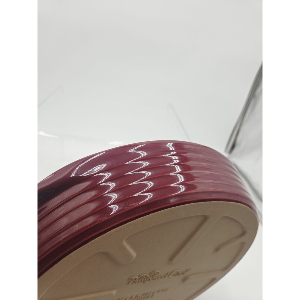 Pampered Chef Round Stoneware Baking Dish Pie Pan 11x2 2qrt Maroon 5101 - Picture 3 of 6